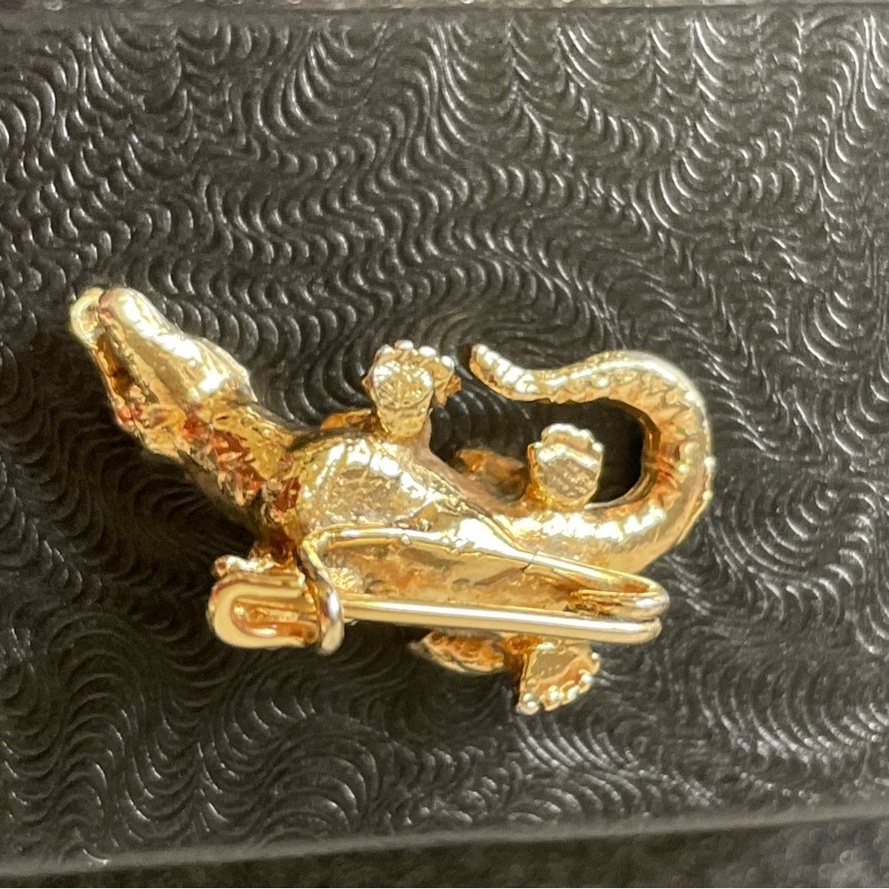 *SOLD* Rare Vintage Gold Vermeil Alligator Crocodile Lizard Reptile Brooch Pin - Picture 12 of 14